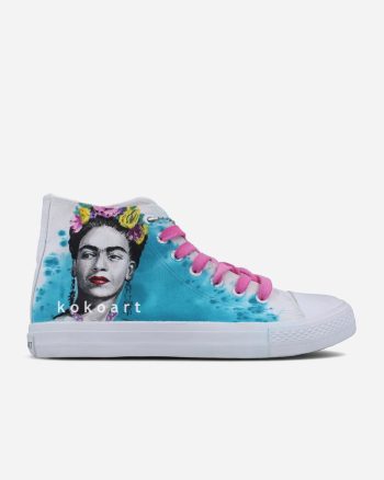 Frida Kahlo Blue Watercolour Hand Painted Shoes