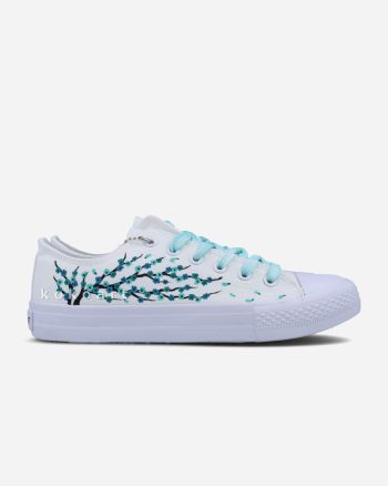 Turquoise Cherry Blossom Hand Painted Shoes