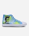 Frida Kahlo Sketchy Portrait Green Blue Viva la Vida Hand Painted Shoes
