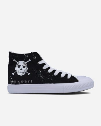 Black and White Skull Hand Painted Shoes