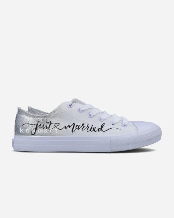 Silver Just Married Wedding Shoes