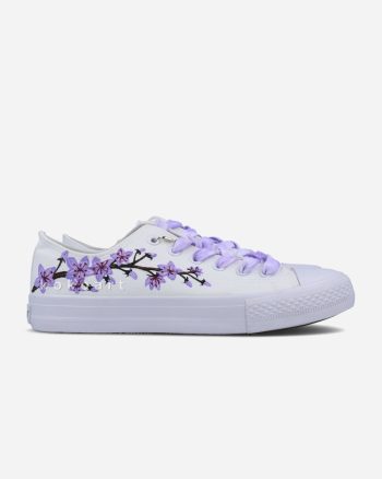 Purple Flowers Hand Painted Shoes