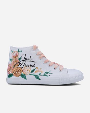 Just Married Floral Wedding Shoes