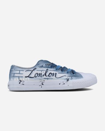 Blue London Skyline Hand Painted Shoes