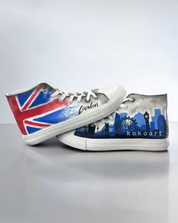 London Skyline with Union Jack Hand Painted Shoes