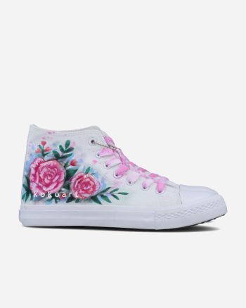 Pink Roses Hand Painted Shoes