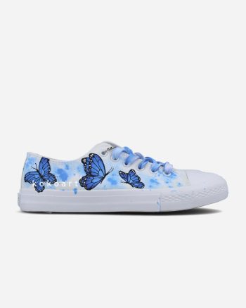 Blue Butterflies Hand Painted Shoes